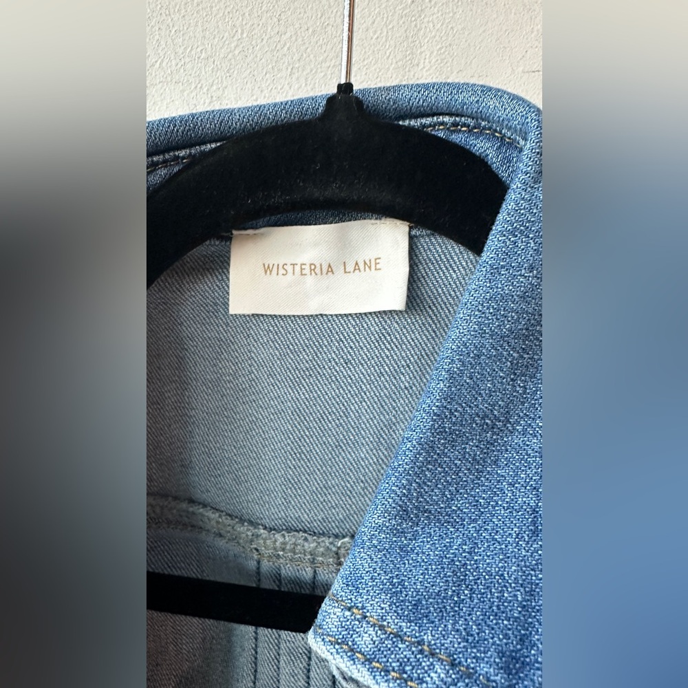 Wisteria Lane Denim Button Front Mini Dress Size S P2P 17”. 315 - Picture 3 of 6